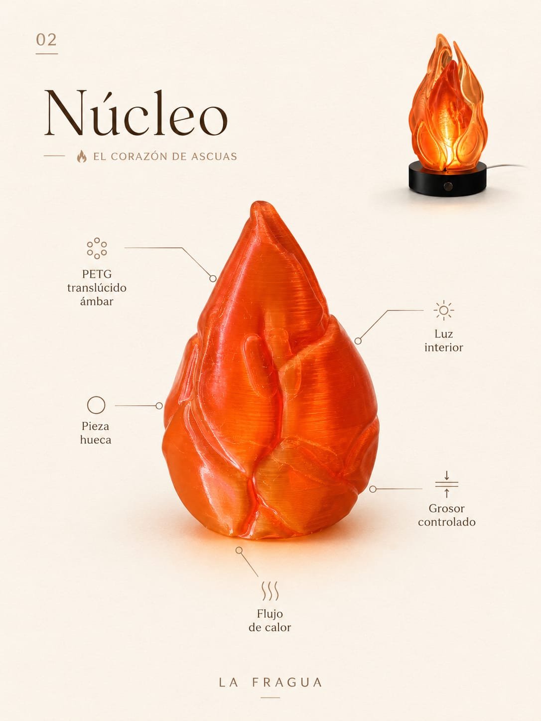 Ficha del núcleo de la lámpara Ascuas