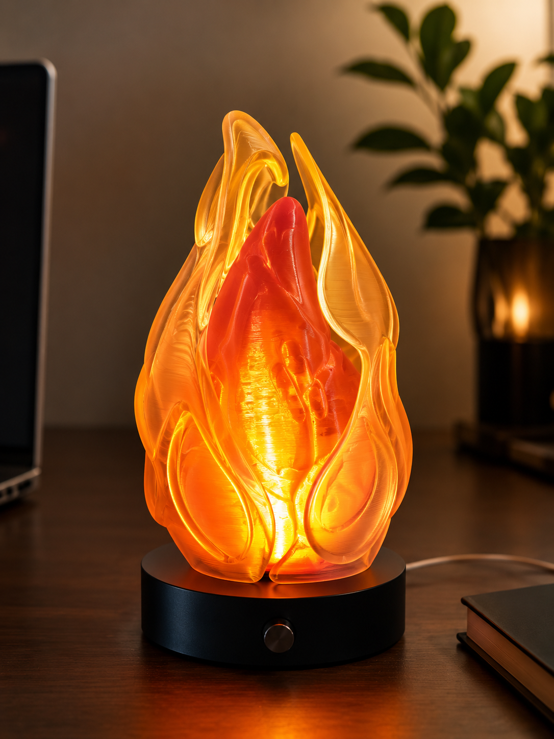 Lámpara Ascuas encendida sobre una mesa