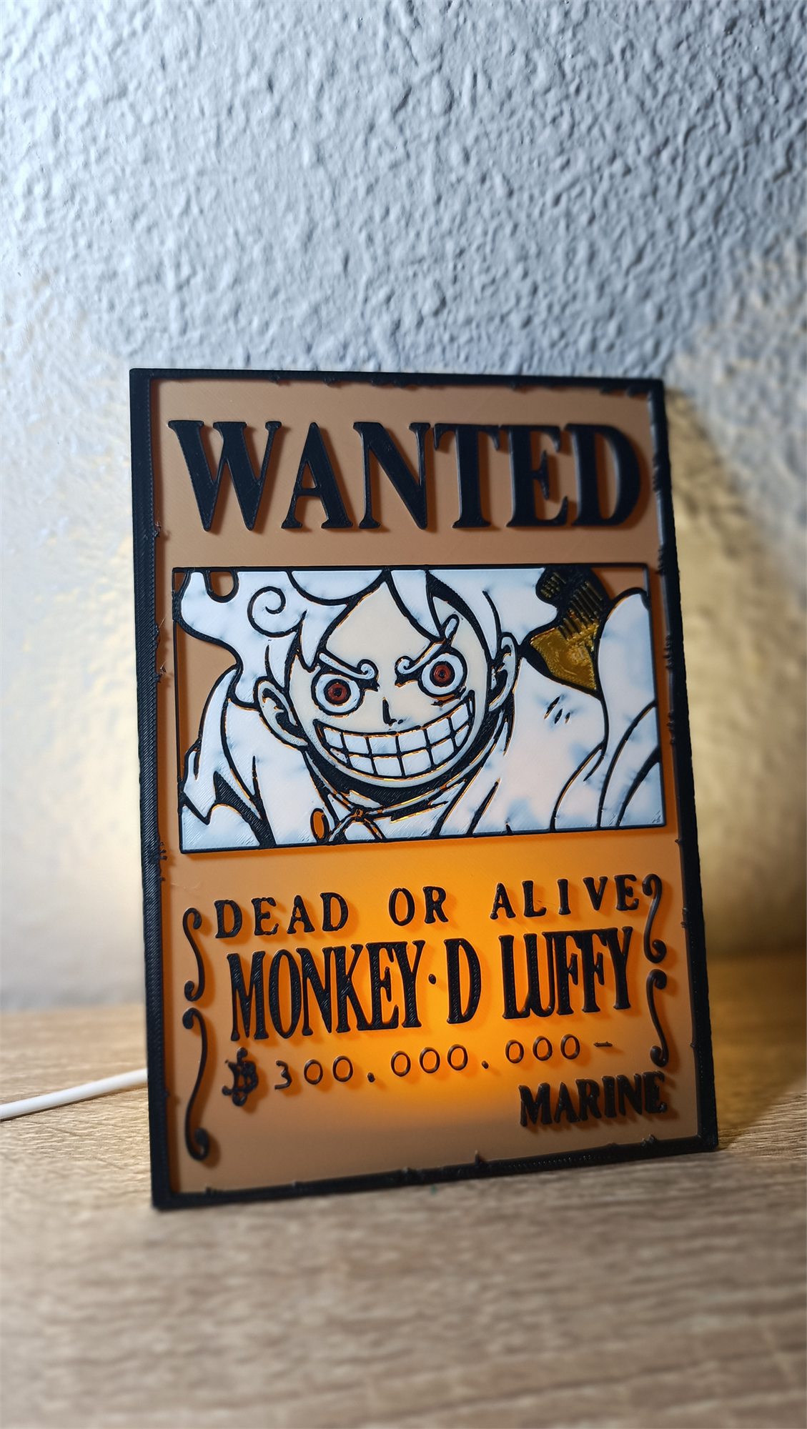 Cartel Wanted Gear 5 marrón retroiluminado